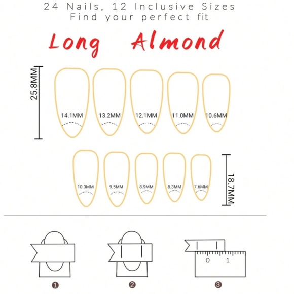 Y2K Long Almond Aesthetic Blood-Red Crystal Cat Eye Acrylic Reusable Nails - Picture 7 of 7